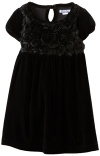 Hartstrings Girls 2-6X Toddler Stretch Knit Velvet Dress, Black, 2T