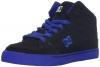 DC Spartan High TX Skate Sneaker (Little Kid/Big Kid),Black/Blue,4 M US Big Kid