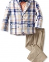 Nautica Dress Up Boys 2-7 YD Plaid Solid Duo Set, Khaki, 3T/3