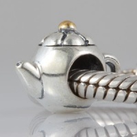 Teapot 14K Gold Plated Charm Authentic 925 Sterling Silver Bead Fits Pandora Chamilia Biagi Troll Charms Europen Style Bracelets