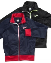 Perfect for staying warmed up on a cool fall day, these track jackets from Nike zip up to keep out the cold. (Clearance)