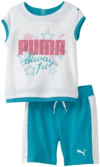 Puma - Kids Baby-girls Infant Tee And Bermuda Short Set, Blue Bird, 12 Months