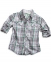 GUESS Kids Boys Little Boy Vagrant Plaid Shirt, PLAID (7)