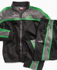 He'll be off and running in this stylish and cozy track jacket from Puma.