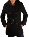 Kenneth Cole New York Melton Women's Belted Peacoat Black Size 4