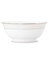 Modern yet timeless, this fine china serving bowl is sure to satisfy the style-hungry host. From Lenox dinnerware, the dishes from the Opal Innocence Stripe collection are simply dressed in cream and white stripes and finished with a polished platinum trim, creating an ultra-chic setting to enjoy celebratory meals.