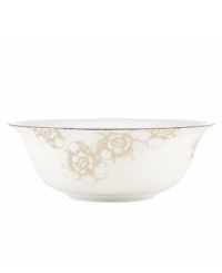 Lenox makes vintage florals feel fresh with the Blush Silhouette serving bowl. Sturdy bone china combining a muted palette and sparkling platinum edge brings unparalleled elegance to special occasions.