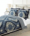 Complement the inviting style of your Indigo Damask bed with coordinating decorative pillows, also from Martha Stewart Collection. The square pillow features a blue pattern finished with a piped edge, and the white breakfast pillow boasts a tone-on-tone design at center with a twill tape edge.