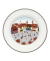 Villagers run errands and exchange news on this quaint Design Naif salad plate, featuring premium Villeroy & Boch porcelain.