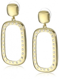 T Tahari Gold Door Knocker Drop Earrings with Crystal