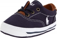 Ralph Lauren Layette Vaughn Crib Shoe (Infant/Toddler) Soft Sole,Navy Canvas 2,4 M US Infant