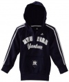 MLB Girls New York Yankees Kangaroo Pocket Pullover Hoodie (Dark Navy, Small)