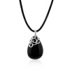 Sterling Silver & Black Onyx Teardrop Pendant/Necklace with 18 Silk Cord