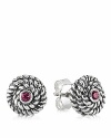 Beautiful rhodolite stones are framed sterling silver cable settings for a unique studded look. By PANDORA.