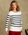 Sailor-inspired stripes keep Tommy Hilfiger's easy sweater looking chic, no matter what you pair with it.