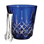 This timeless Waterford ice bucket and tongs, in regal cobalt and clear crystal with dazzling crosshatch pattern, evoke an era of exquisite beauty and craftsmanship.