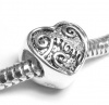 Queenberry Sterling Silver Love Mom Mother Heart Bead Charm for Pandora Troll Biagi Chamilia European Bracelets