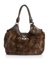 Trendsetting and animal friendly, the Lelah satchel bag from GUESS is plush with soft faux fur for a look that's ready for fall and winter.