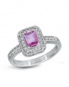 Effy Jewlery 14K White Gold Pink Sapphire and Diamond Ring, 1.06 TCW Ring size 7