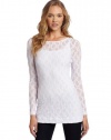 Only Hearts Women's Stretch Lace Long Sleeve Tunic with Liner