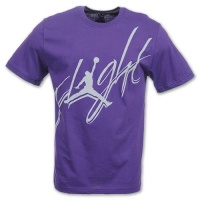 Jordan Nike Air Men's Cursive Flight T-Shirt Purple-2XL