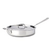 A large nonstick surface and extra-tall sides make All-Clad's durable saute pan perfect for browning, searing and finishing a wide range of dishes, from chicken breast to fish fillets and more. Premium tri-ply construction delivers even heat distribution, and a nonstick finish makes for easy release and cleanup.