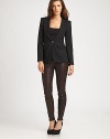 A woven blazer enhanced by timeless lamè for a dazzling structured look.Notched collarLong sleevesOne-button closurePrincess seamsFitted silhouetteWelt and flap pocketsFully linedAbout 27 from shoulder to hemBody: 96% virgin wool/4% nylonContrast: 65% virgin wool/35% viscoseDry cleanImported Model shown is 5'10½ (179cm) wearing US size 4. 