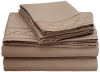 At Home Interlocking Rings Embroidered Queen 75-GSM Microfiber Sheet Set, Taupe