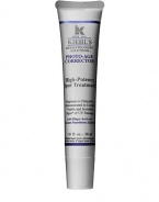 Our High-Potency Spot Treatment powerfully reserves UV Damage three ways: provides instant luminosity & radiance, reverses visible damage on skin surface, and inhibits invisible damage from rising to the surface.Apply on areas of concern for targeted action (such as on intense, stubborn spots) OR apply over the entire face and decollete' for preventative action (such as blotchiness and hyperpigmentation). 1 oz. 