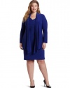 Jessica Howard Women's Plus-Size Solid Cape Jacket Dress