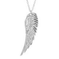 Angel Wing Necklace In Silver Tone