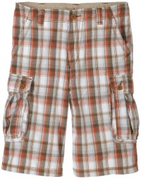 Levi's Boys 8-20 Plaid Cargo Short, Orange Plaid, 16