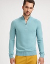 EXCLUSIVELY AT SAKS. A simple silhouette that is undeniably luxurious is knitted from the softest cashmere, with raglan sleeves and ribbed knit trim at the collar, cuffs and hem; An understated pairing with brightly colored chinos or sharp denim, this pullover style proves to be a timeless classic.Quarter-zip placketMockneckRibbed knit collar, cuffs and hemCashmereDry cleanImported