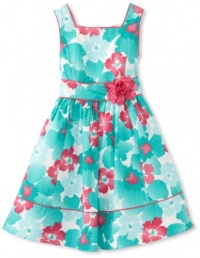 Sweet Heart Rose Girls 7-16 Plus Size Floral Printed Dress, Turquoise/Pink, 14.5