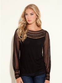 GUESS Addison Long-Sleeve Top, JET BLACK (SMALL)