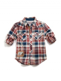 GUESS Kids Boys Little Boy Booth Sidewinder Shirt, PLAID (4)