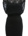 French Connection Black Lace Combo Blouson Dress 12