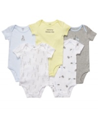 Get him ready for wild adventures with any of these bodysuits from this Carter's 5-pack.