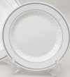 Masterpiece Plastic 6-inch Plates, White w/Silver Rim 15 Count