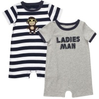 Carters Boys 3-18 Months 2 Pack ''Ladies Man'' and Striped Monkey Romper