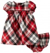 Hartstrings Baby-Girls Newborn Smocked Plaid Dress And Diaper Cover Set, Black/Red, 3-6 Months