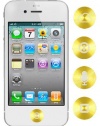 HHI Aluminum Home Button Kit for iPhone 3G/3GS, iPhone 4/4S and iPhone 5 (4pcs Designs) - Gold (Package include a HandHelditems Sketch Stylus Pen)