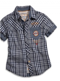 GUESS Kids Boys Little Boy Mulberry Plaid Shirt, PLAID (4)