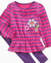 Stripes and flowers make this adorable smocked tunic from Clubhouse – with matching leggings – a look she'll love.