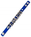 Fearless fashion. A bold neon blue PVC bracelet from BCBGeneration with silver tone mixed metal letters and snaps. Approximate length: 8 inches.