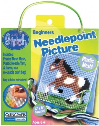 Colorbok Horse Learn To Stitch Needlepoint Kit, 6-Inch by 6-Inch, Blue Frame