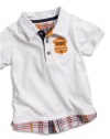 GUESS Kids Boys Baby Boy Plaid Trim Polo (12-24M), WHITE (12M)