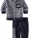 Calvin Klein Baby-Boys Newborn Stripe Jacket With Jog Pants, Navy, 0-3 Months