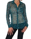 Women's Equipment Femme Brett Leopard Print Blouse in Denim Multi