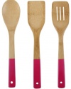 Core Bamboo 2972 3-Piece Colored Utensil Set, Magenta